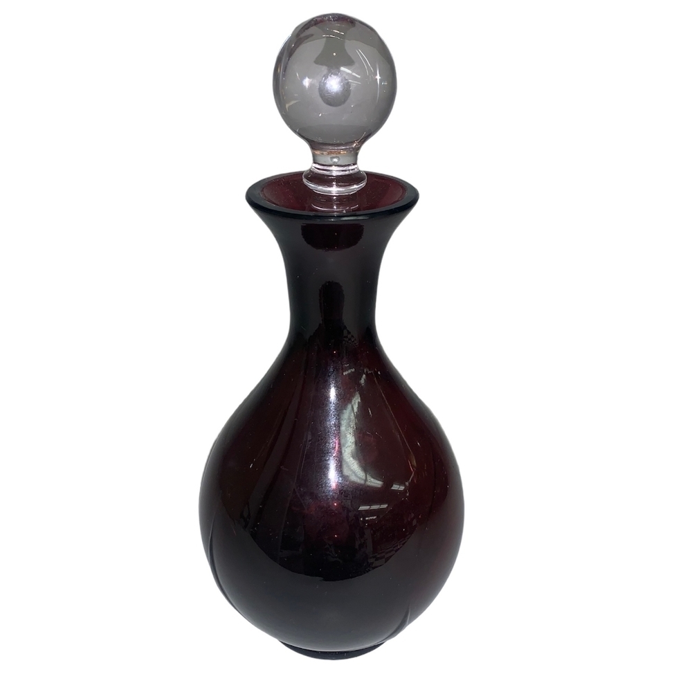 FARBER Bros. Amethyst Glass + Chrome Decanter Set With 6 Cordial Glasses